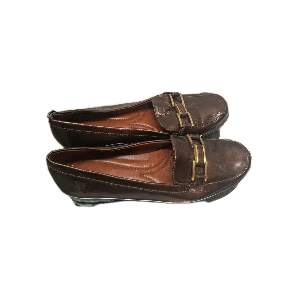 Naturalizer "Fathom" Horse bit Loafers Size 7.5 Brown Leather w/ Croc Embossment